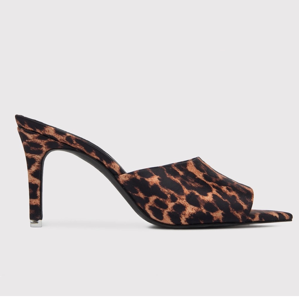 Black suede studio leona leopard satin heel